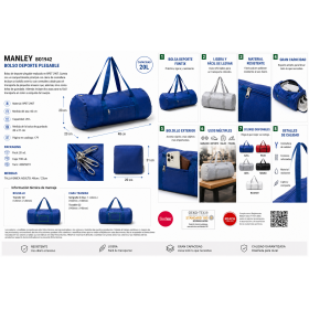 Bolsa de deporte personalizada plegable RPET de 20 litros con logotipo para empresas