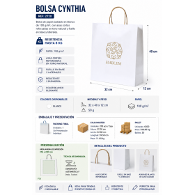 Bolsa de papel blanca personalizada con asas y logotipo para tiendas