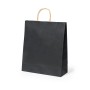 Bolsa de papel negra premium personalizada con asas y logotipo para tiendas