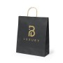 Bolsa de papel negra premium personalizada con asas y logotipo para tiendas