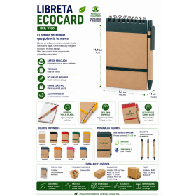 Libreta ecológica personalizada con bolígrafo reciclado y logotipo para empresas