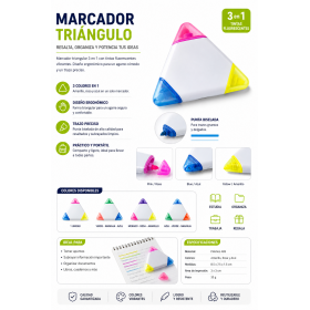 Marcador fluorescente personalizado de 3 colores con logotipo para empresas
