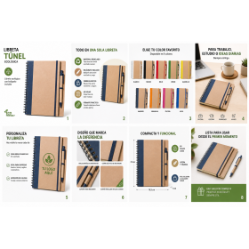 Libreta ecológica A5 personalizada con bolígrafo y logotipo para empresas