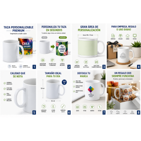 Taza de cerámica personalizada para sublimación de 350 ml con logotipo para empresas