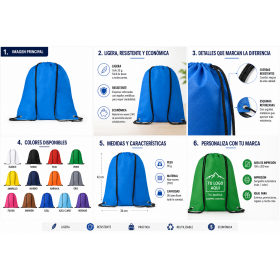 Mochila saco personalizada con cuerdas y logotipo para empresas y eventos