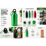 Botella de aluminio reciclado personalizada de 400 ml con mosquetón para empresas