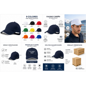 Gorra de algodón personalizada de 6 paneles con cierre ajustable para empresas