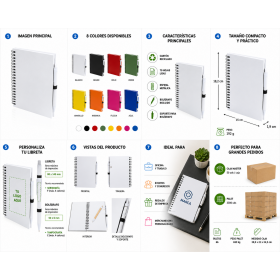 Libreta ecológica personalizada con bolígrafo y logotipo para empresas