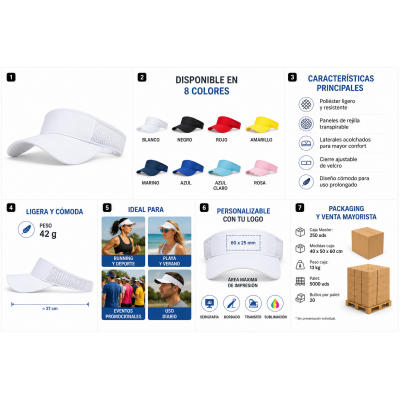 Visera deportiva personalizada con cierre ajustable para empresas y eventos