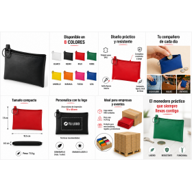 Monedero compacto de polipiel personalizado con cremallera y logotipo para empresas