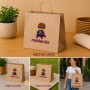 Bolsa de papel kraft personalizada con asas para take away y empresas