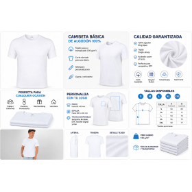 Camiseta básica de algodón personalizada con logotipo para empresas