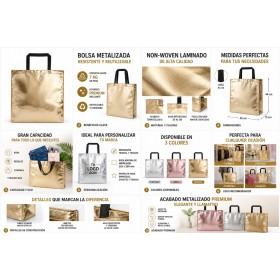 Bolsa reutilizable metalizada premium personalizada con logotipo para empresas