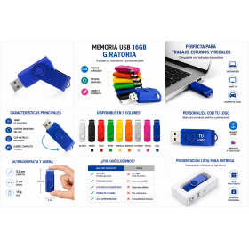 Memoria USB giratoria personalizada de 16 GB con clip metálico para empresas