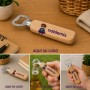 Abridor de botellas de madera y acero inoxidable personalizado con logotipo para empresas
