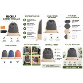 Mochila de algodón reciclado personalizada con logotipo para empresas