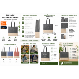 Bolsa de algodón reciclado con fuelle personalizada con logotipo para empresas