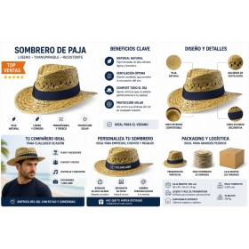 Sombrero de paja personalizado con cinta para eventos de verano y empresas