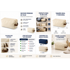 Neceser premium de viaje en canvas con doble compartimento personalizado para empresas