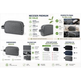 Neceser multiusos de RPET reciclado personalizado con cremallera y asa para empresas