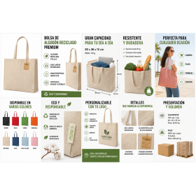 Bolsa Tote grande de algodón reciclado con fuelle personalizada para empresas