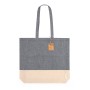 Bolsa Tote grande de algodón reciclado bicolor con fuelle personalizada para empresas
