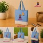Bolsa Tote grande de algodón reciclado bicolor con fuelle personalizada para empresas