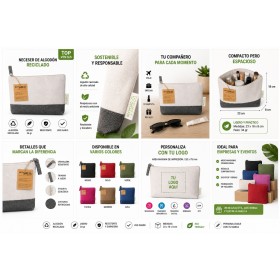 Neceser de algodón reciclado con base de color personalizado para empresas