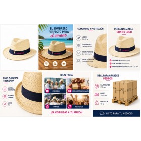 Sombrero de paja personalizado con cinta publicitaria y logotipo para empresas