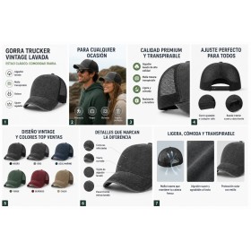 Gorra Trucker de algodón efecto lavado personalizada con logotipo para empresas