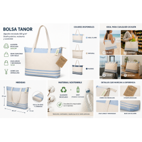Bolsa Tote de algodón reciclado con cremallera personalizada para empresas