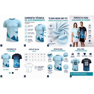 Camiseta técnica running de diseño geométrico personalizada para hombre y mujer