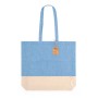 Bolsa Tote de algodón reciclado bicolor con fuelle personalizada para empresas