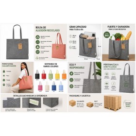 Bolsa Tote de algodón reciclado con fuelle y asas largas personalizada para empresas
