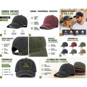 Gorra de algodón efecto lavado personalizada con logotipo para empresas
