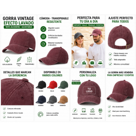 Gorra de algodón efecto lavado de 5 paneles personalizada con logotipo para empresas