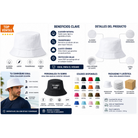 Gorro Bucket de algodón personalizado con logotipo para empresas