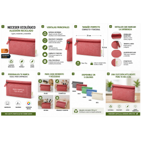 Neceser de algodón reciclado personalizado con logotipo para empresas