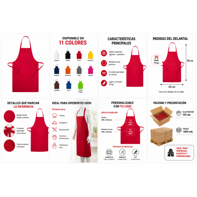 Delantal con bolsillo personalizado con logotipo para empresas