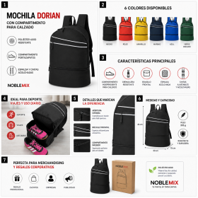 Mochila deportiva con compartimento para calzado personalizada con logotipo para empresas