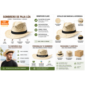 Sombrero de paja personalizado con cinta para empresas y eventos