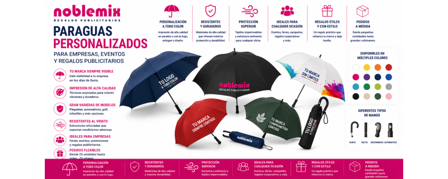 Paraguas Personalizados | Empresas, Eventos y Regalos Publicitarios | Noblemix