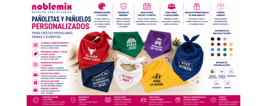 Pañoletas y Pañuelos Personalizados para Fiestas Populares y Eventos | Noblemix